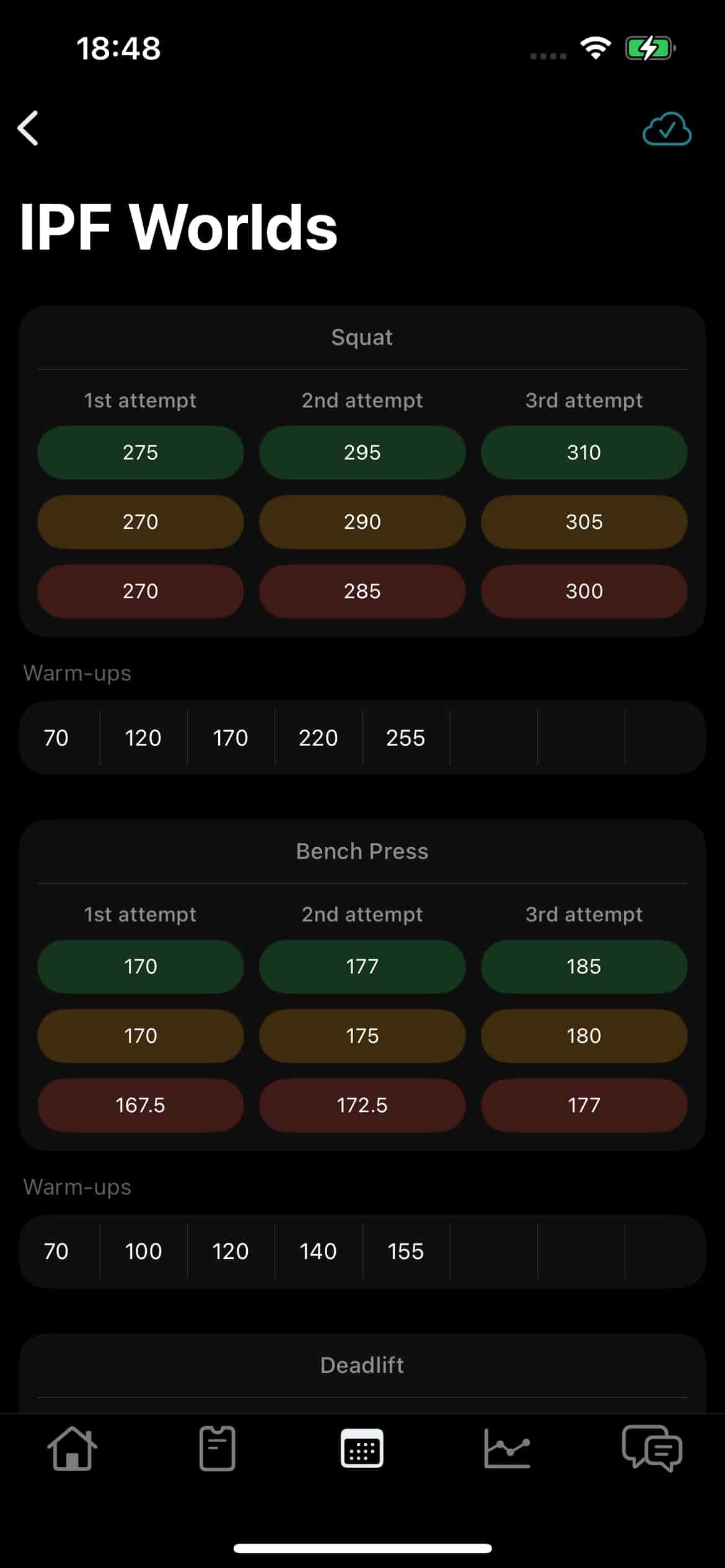 athlete app screenshot of a competition